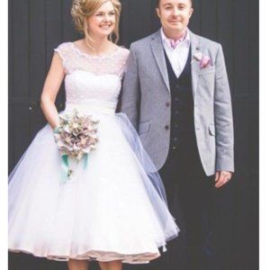 NWOT- Retro Tea-Length Wedding Dress!